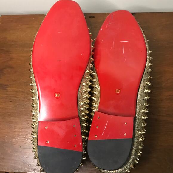 Hi & Hann Men Gold Spikes Shoes Men\'s Dress Loafers Red Bottom Size 10 main image 4